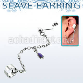 erdl10 steel fake slave helix clip with chain tear drop