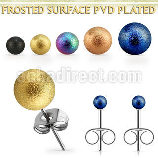 erfobt pair of ball shaped frosted anodized steel ear studs