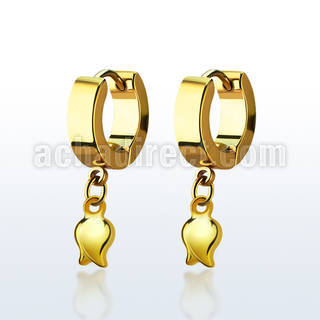 erg767 pendiente huggie oreja acero inoxidable pvd dorado colgante tulipan oro distribuidor