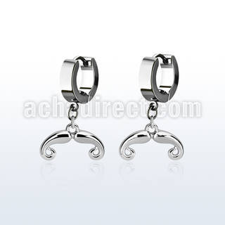 erh516 par pendientes huggie oreja acero inoxidable brillo espejo colgante bigote frances mayorista