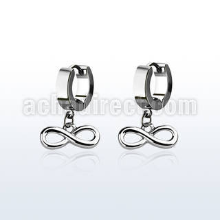 erh618 par pendientes huggie oreja acero inoxidable brillo espejo colgante infinito mayorista
