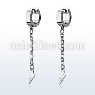erhllit stainless steel huggies w lightning crosses on chains 