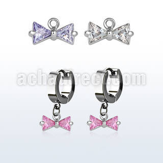 erhz408 par pendientes huggie oreja acero inoxidable brillo espejo colgante arco zirconia engastada mayorista