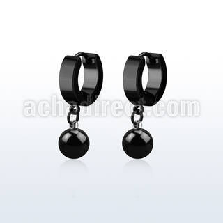 erkbt8 pendiente huggie oreja acero inoxidable pvd negro colgante bola 8mm mayorista