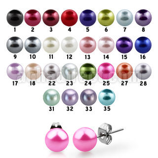 erp pair of stainless steel faux pearl ear studs size 5 8mm