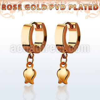 err767 rose gold stainless steel huggie earring w a tulip 