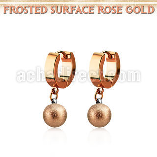 errfot8 rose gold steel huggies earrings 8mm frosted effect ball