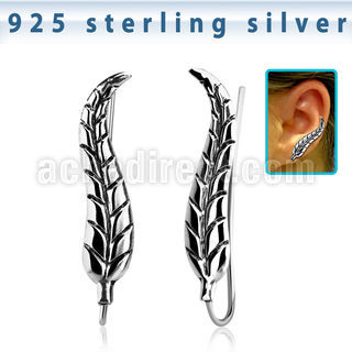ervcl1 pair of 925 silver ear clips in leave shape