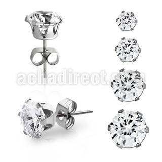 erz par piercing oreja acero inoxidable zirconia redonda clara 3mm 10mm distribuidor