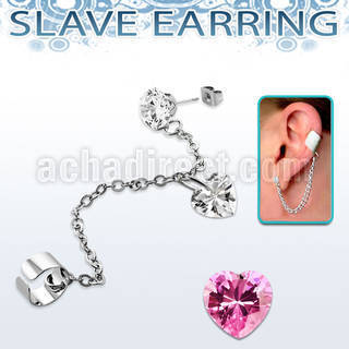 erzdld17 piercing oreja acero inoxidable zirconia redonda conectada falsa esclava helix clip zirconia corazon 9 x 11 mm colgando al por mayor