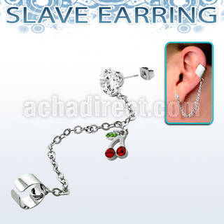 erzdld2 piercing oreja acero inoxidable zirconia redonda conectada falsa esclava helix clip cerezas cristal rojo colgado al por mayor
