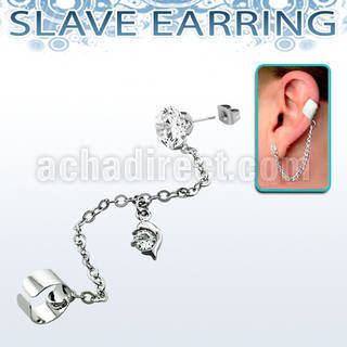 erzdld4 piercing oreja acero inoxidable zirconia redonda conectada falsa esclava helix clip delfin colgando zirconia distribuidor