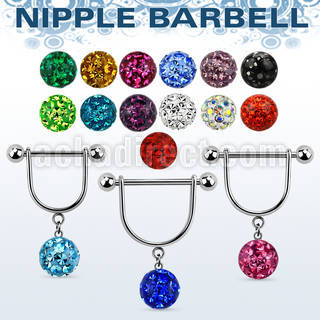 frsnp10 barbell pezon estribo acero quirurgico bolas 5mm bola 10mm multi cristal venta