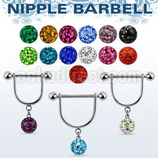 frsnp8 316l steel nipple stirrup w 8mm multi crystal ball