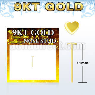 g9ysht piercing nariz doblar tu mismo oro 9 kts 0 6mm corazon oro liso 2 5mm mayorista