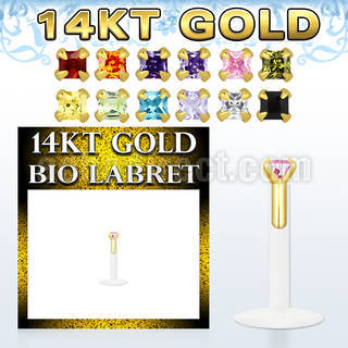 gbizqm labret bio flexible transparente presion oro 14 kts zirconita cuadrada 2mm distribuidor mayorista