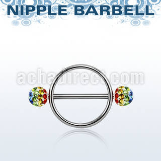 gfrnpe5 pezonera redonda acero quirurgico barbell acero 316l bolas multi cristal ferido 5mm bandera gay mayorista