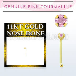 gnbge3 piercing nariz hueso oro 14 kts 0 6mm turmalina rosa 2mm distribuidor