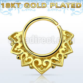 gpsepv11 gold plated silver septum ring w engraved vintage design
