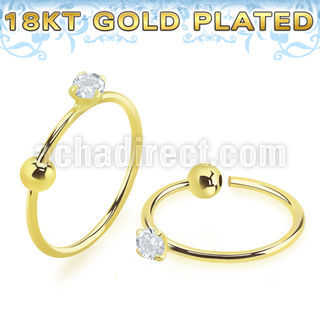 gpz2m gold plated 925 silver nose hoop w 2mm round cz