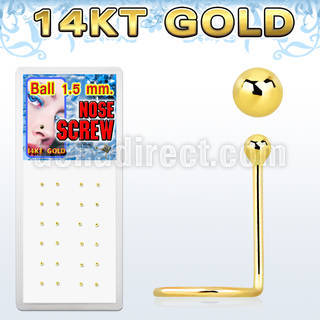 gscb caja display 24 piercing nariz l oro 14 kts 0 6mm bola oro liso 1 5mm venta