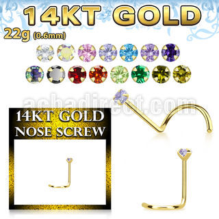 gsczm1 14kt gold nose screw w a 1.5mm round prong set cz stone