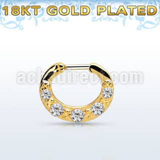 gsepg16 gold plated silver septum clicker 16g w 5 cz stones