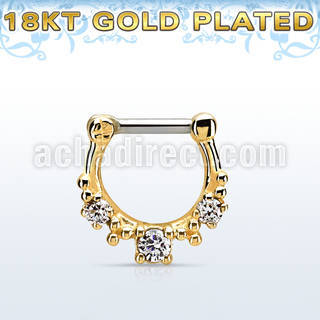 gsepl14 septum click plata 925 oro 18 kts barra cierre acero 316l zirconia grande rodeada otras 4 distribuidor mayorista