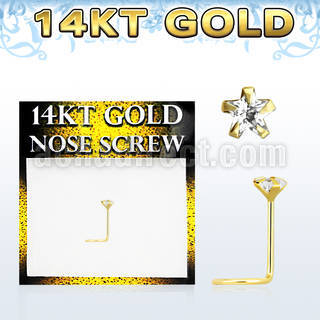 gszsm1 14kt gold nose screw, w 3mm star cz stone