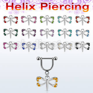 heud12 piercing helix estribo acero quirurgico una barra bola colgante mariposa pequena colgante laton chapado plata interno