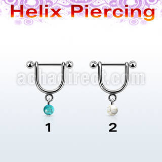 heud2 piercing helix estribo acero quirurgico barbell bolas 3mm bola turquesa falsa 5mm 8mm mayorista
