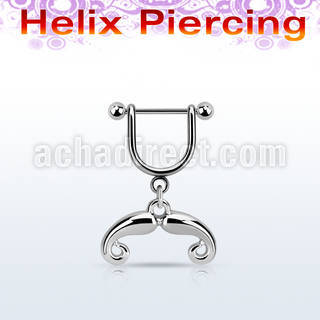 heud6 piercing helix estribo acero quirurgico barbell bola 3mm colgante bigote frances distribuidor mayorista