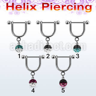heuefr5 piercing helix estribo acero quirurgico barbell bolas 3mm 5mm multi cristal ferido colores 8mm mayorista