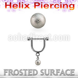 heufo4s steel helix stirrup w dangling 4mm frosted steel ball