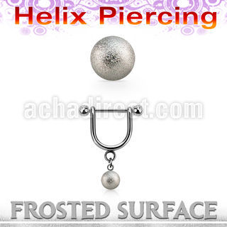heufo5s steel helix stirrup w dangling 5mm frosted steel ball