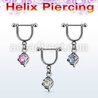 heuz5 piercing helix estribo acero quirurgico barbell bolas 3mm delfin colgado zirconita distribuidor