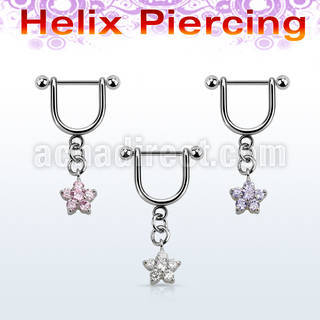 heuz7 piercing helix estribo acero quirurgico barbell bolas 3mm flor zirconita venta