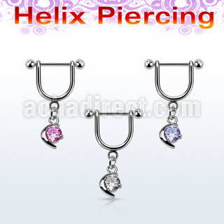 heuz8 piercing helix estribo acero quirurgico barbell bolas 3mm luna zirconita redonda distribuidor mayorista