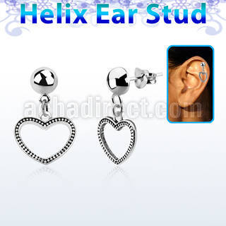 hexvd24 piercing helix plata esterlina 925 lisa corazon colgado eja venta
