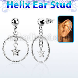 hexvd33 piercing helix plata esterlina 925 lisa estrella circulo eja mayorista