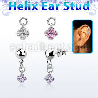 hexvd43 piercing helix plata esterlina 925 lisa colgante flor zirconia plata & distribuidor mayorista
