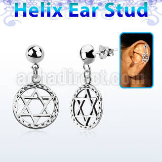 hexvd6 piercing helix plata esterlina lisa estrella david plata 925 eja distribuidor mayorista