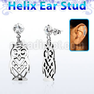 hexzd15 piercing helix plata esterlina zirconia 6mm buho plata 925 colgado eja al por mayor