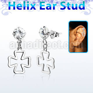 hexzd19 piercing helix plata esterlina 925 zirconia 6mm cruz eja al por mayor
