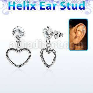 hexzd24 piercing helix plata esterlina 925 zirconia 6mm corazon colgado eja al por mayor