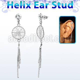 hexzd25 piercing helix plata esterlina 925 zirconia 6mm atrapasuenos colgado eja venta
