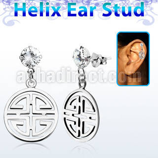 hexzd26 piercing helix plata esterlina 925 zirconia 6mm letra china eja distribuidor