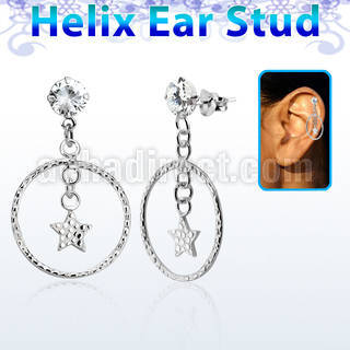 hexzd33 piercing helix plata 925 esterlina zirconia 6mm estrella circulo eja distribuidor