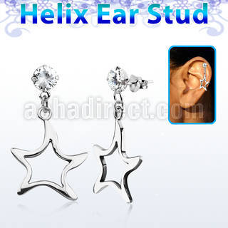 hexzd8 piercing helix plata esterlina zirconia 6mm estrella plata 925 eja al por mayor