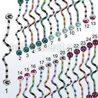 idatfr5c barbell industrial zig zag acero quirurgico pvd rayas cebra bolas multi cristal 5mm puntos mayorista